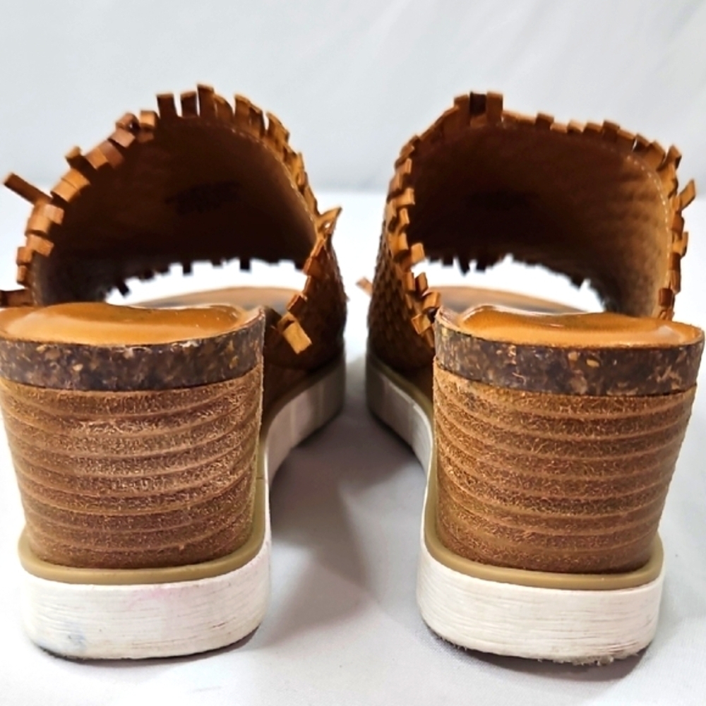 Diba Brown Woven Platform Leather Slide Sandals Size 8.5 - Picture 5 of 9
